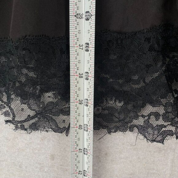 Vintage Vanity Fair Nightgown Size 36 Nylon Sexy Lace Black Brown Slip Dress - Picture 9 of 11